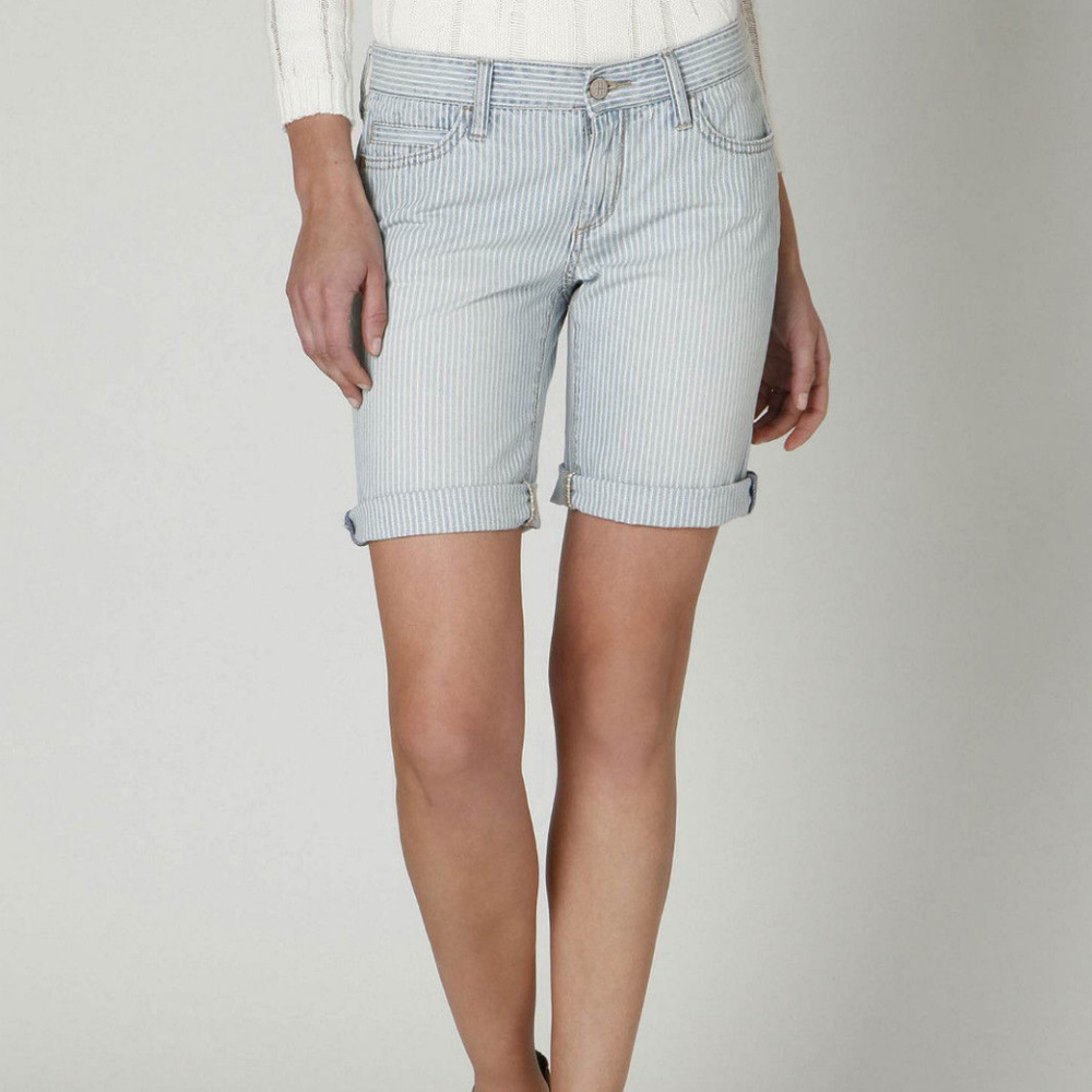 Anthropologie Conductor Stripe Roll-Ups Bermuda Shorts By Holding Horse NEW